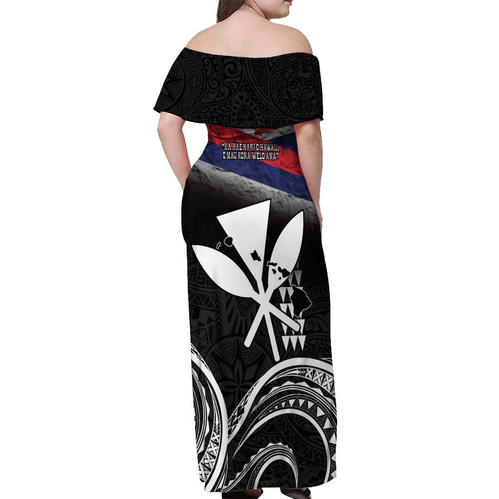 Hawaii Independence Day Off Shoulder Maxi Dress La Kuokoa - Happy 28th November
