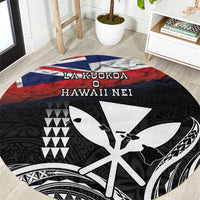 Hawaii Independence Day Round Carpet La Kuokoa - Happy 28th November LT14 Black - Polynesian Pride