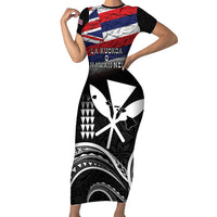 Hawaii Independence Day Short Sleeve Bodycon Dress La Kuokoa - Happy 28th November LT14 Long Dress Black - Polynesian Pride