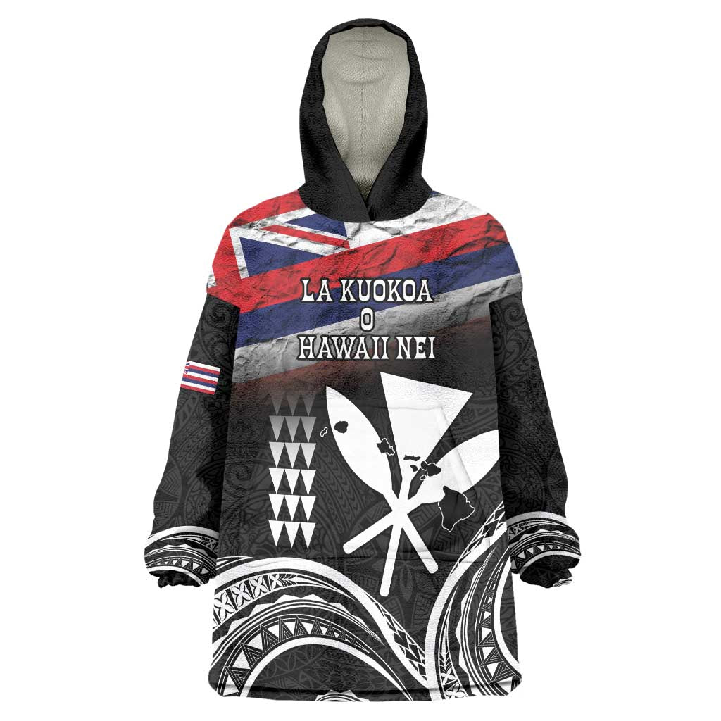 Hawaii Independence Day Wearable Blanket Hoodie La Kuokoa - Happy 28th November LT14 One Size Black - Polynesian Pride