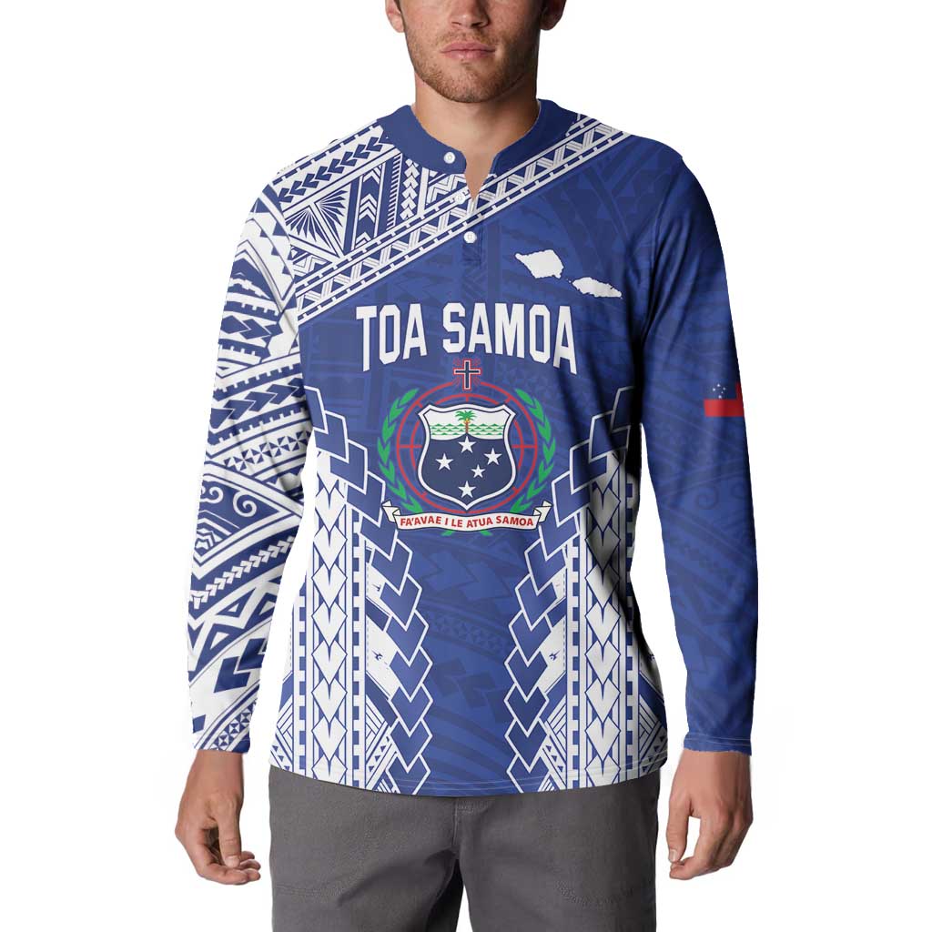Toa Samoa Rugby Custom Button Sweatshirt Go Champions Pacific Samoan Pattern - Polynesian Pride