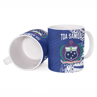 Toa Samoa Rugby Custom Ceramic Mug Go Champions Pacific Samoan Pattern - Polynesian Pride