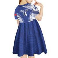 Toa Samoa Rugby Custom Kid Short Sleeve Dress Go Champions Pacific Samoan Pattern - Polynesian Pride