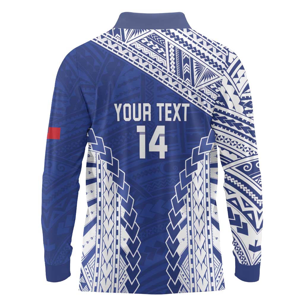 Toa Samoa Rugby Custom Long Sleeve Polo Shirt Go Champions Pacific Samoan Pattern - Polynesian Pride