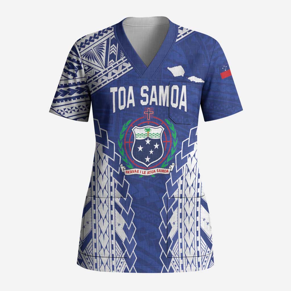 Toa Samoa Rugby Custom Scrub Top Go Champions Pacific Samoan Pattern - Polynesian Pride