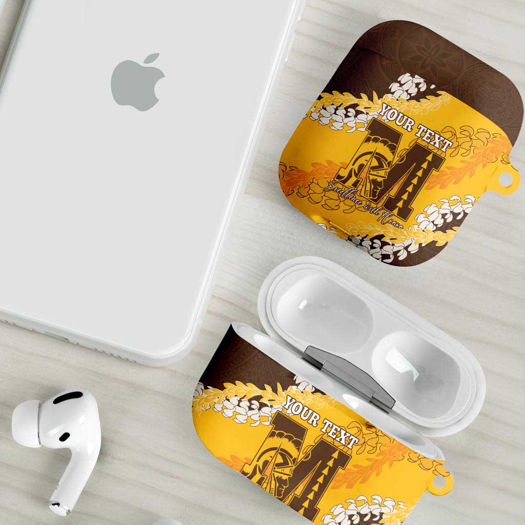 Personalized Mililani Hawaii High School AirPods Case Puakenikeni Lei Hawaiian Pattern - Polynesian Pride