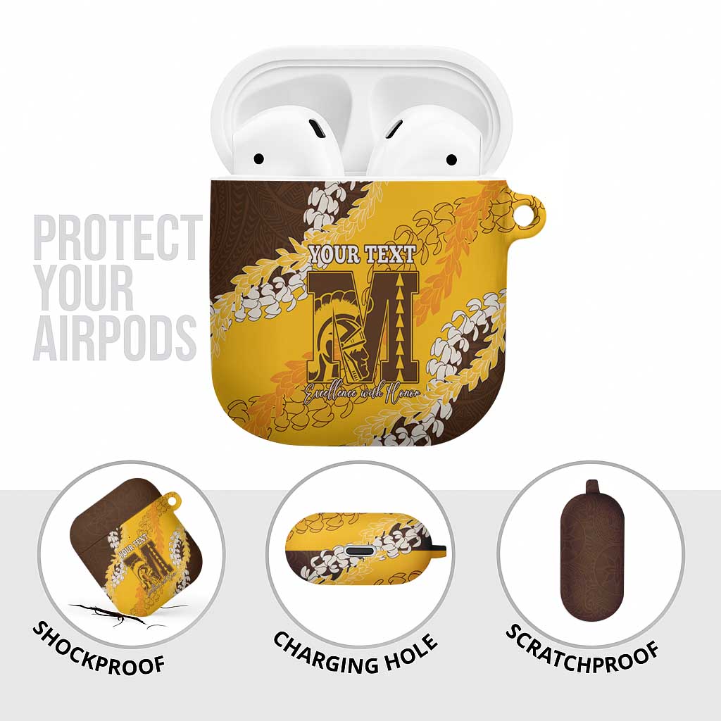 Personalized Mililani Hawaii High School AirPods Case Puakenikeni Lei Hawaiian Pattern - Polynesian Pride