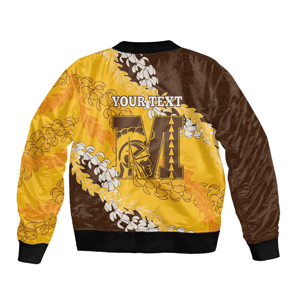 Personalized Mililani Hawaii High School Bomber Jacket Puakenikeni Lei Hawaiian Pattern - Polynesian Pride