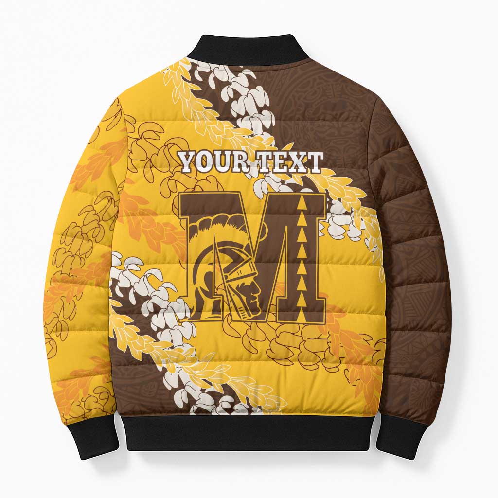 Personalized Mililani Hawaii High School Bomber Puffer Jacket Puakenikeni Lei Hawaiian Pattern - Polynesian Pride