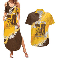 Personalized Mililani Hawaii High School Couples Matching Summer Maxi Dress and Hawaiian Shirt Puakenikeni Lei Hawaiian Pattern - Polynesian Pride