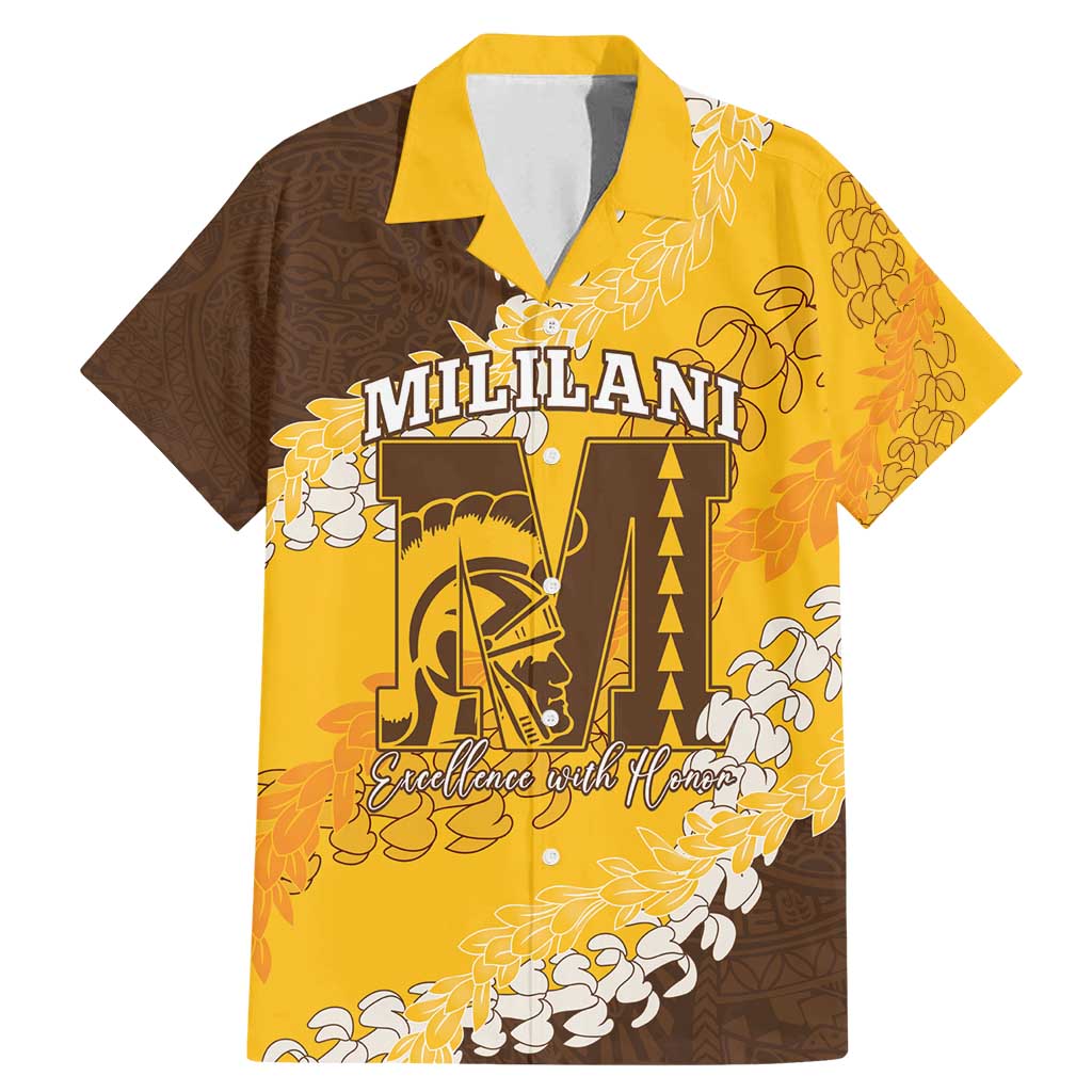 Personalized Mililani Hawaii High School Family Matching Mermaid Dress and Hawaiian Shirt Puakenikeni Lei Hawaiian Pattern - Polynesian Pride