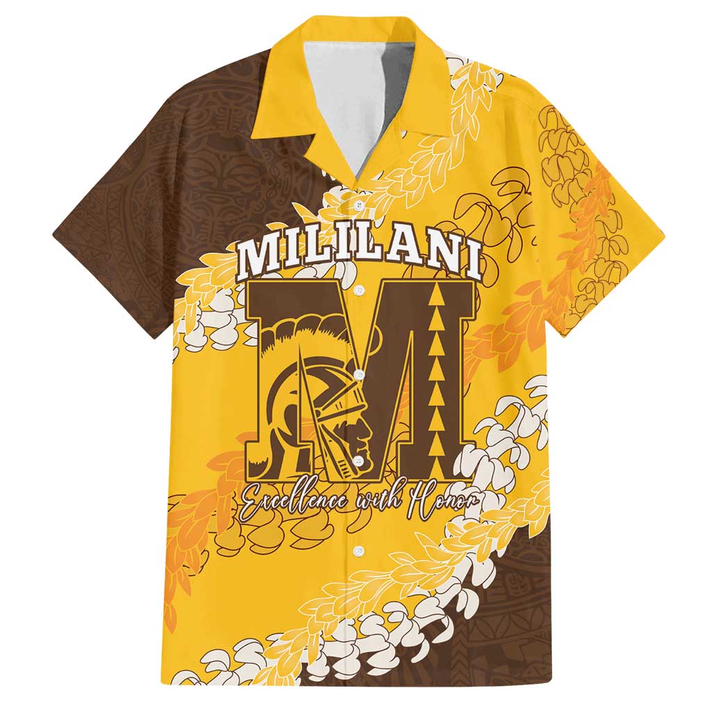 Personalized Mililani Hawaii High School Family Matching Puletasi and Hawaiian Shirt Puakenikeni Lei Hawaiian Pattern - Polynesian Pride