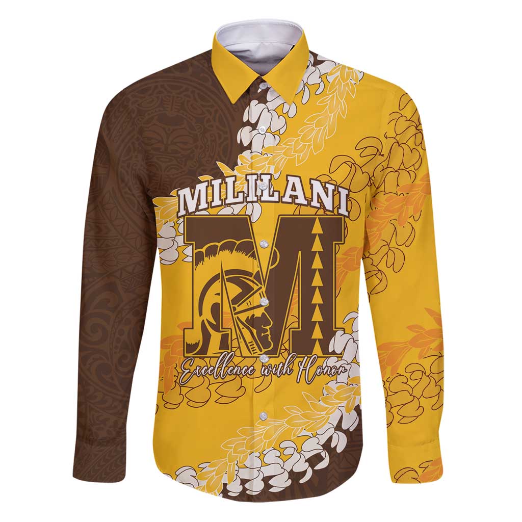 Personalized Mililani Hawaii High School Family Matching Puletasi and Hawaiian Shirt Puakenikeni Lei Hawaiian Pattern - Polynesian Pride