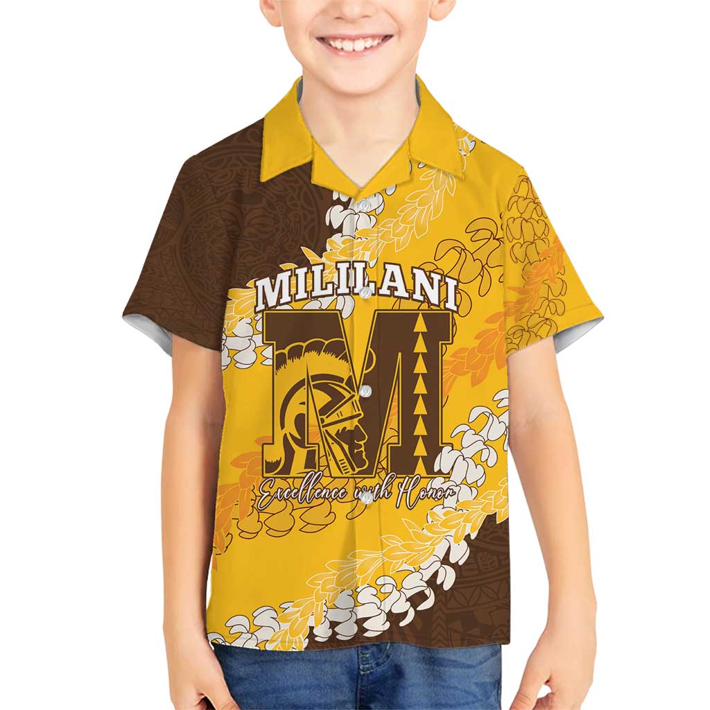 Personalized Mililani Hawaii High School Family Matching Puletasi and Hawaiian Shirt Puakenikeni Lei Hawaiian Pattern - Polynesian Pride