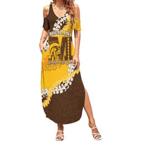 Personalized Mililani Hawaii High School Family Matching Summer Maxi Dress and Hawaiian Shirt Puakenikeni Lei Hawaiian Pattern - Polynesian Pride