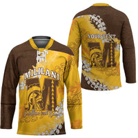 Personalized Mililani Hawaii High School Hockey Jersey Puakenikeni Lei Hawaiian Pattern - Polynesian Pride