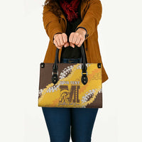 Personalized Mililani Hawaii High School Leather Bag Puakenikeni Lei Hawaiian Pattern - Polynesian Pride