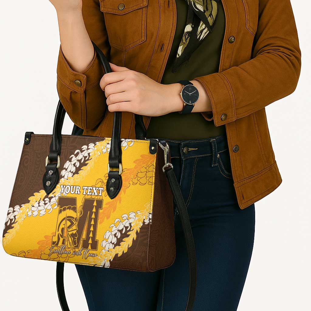 Personalized Mililani Hawaii High School Leather Bag Puakenikeni Lei Hawaiian Pattern - Polynesian Pride