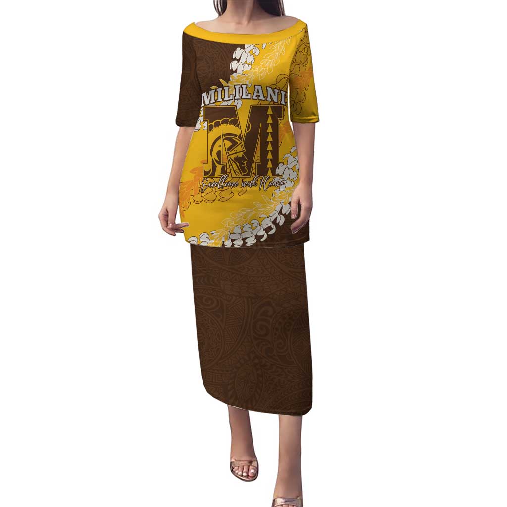 Personalized Mililani Hawaii High School Puletasi Puakenikeni Lei Hawaiian Pattern - Polynesian Pride