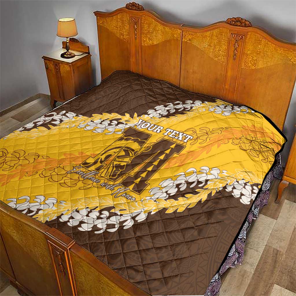 Personalized Mililani Hawaii High School Quilt Puakenikeni Lei Hawaiian Pattern - Polynesian Pride