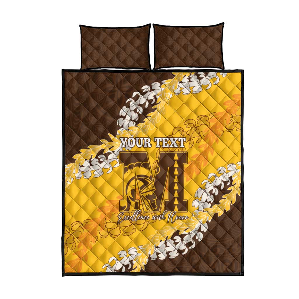 Personalized Mililani Hawaii High School Quilt Bed Set Puakenikeni Lei Hawaiian Pattern - Polynesian Pride