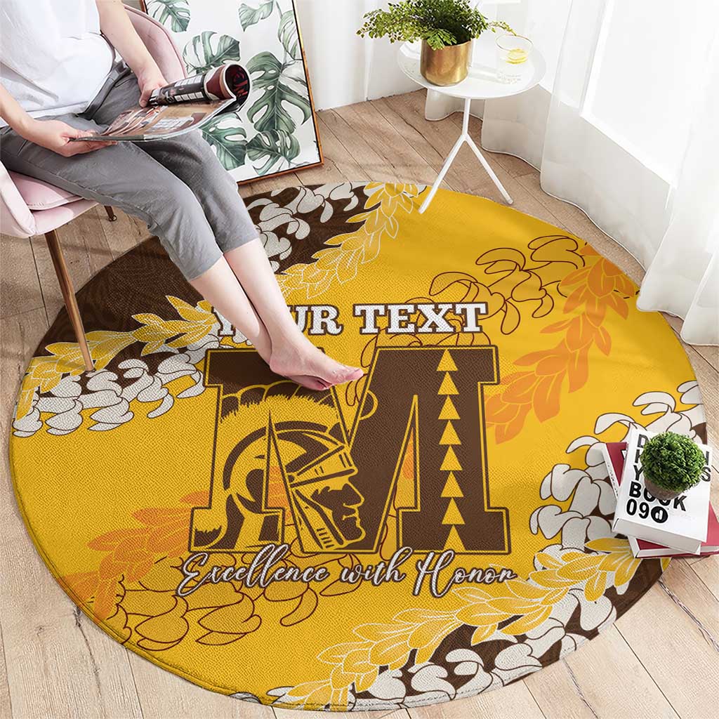 Personalized Mililani Hawaii High School Round Carpet Puakenikeni Lei Hawaiian Pattern - Polynesian Pride