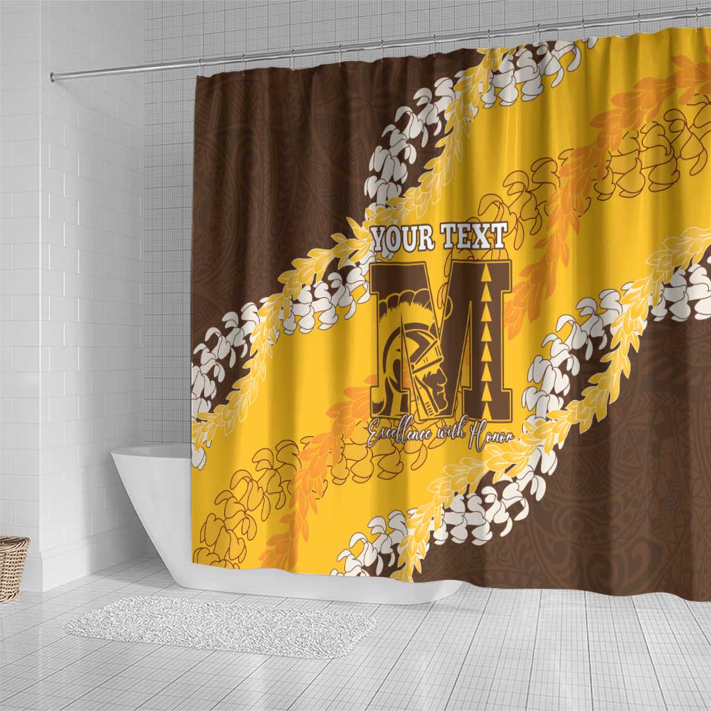 Personalized Mililani Hawaii High School Shower Curtain Puakenikeni Lei Hawaiian Pattern - Polynesian Pride