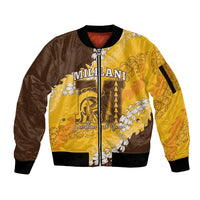 Personalized Mililani Hawaii High School Sleeve Zip Bomber Jacket Puakenikeni Lei Hawaiian Pattern - Polynesian Pride