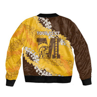 Personalized Mililani Hawaii High School Sleeve Zip Bomber Jacket Puakenikeni Lei Hawaiian Pattern - Polynesian Pride