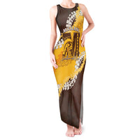 Personalized Mililani Hawaii High School Tank Maxi Dress Puakenikeni Lei Hawaiian Pattern LT14 Women Yellow - Polynesian Pride