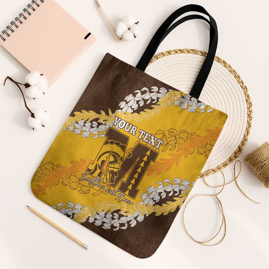 Personalized Mililani Hawaii High School Tote Bag Puakenikeni Lei Hawaiian Pattern - Polynesian Pride