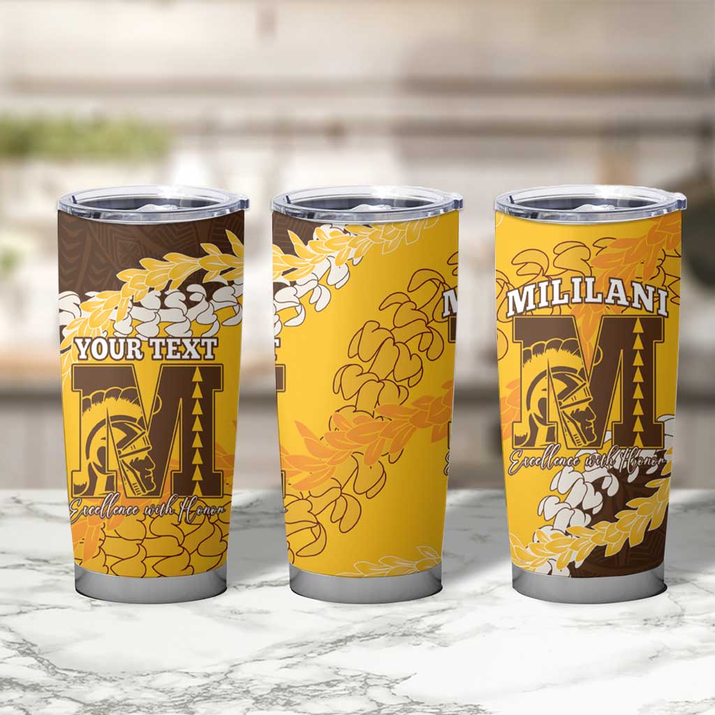 Personalized Mililani Hawaii High School Tumbler Cup Puakenikeni Lei Hawaiian Pattern - Polynesian Pride