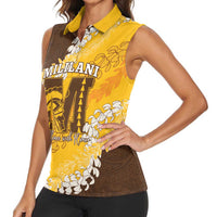 Personalized Mililani Hawaii High School Women Sleeveless Polo Shirt Puakenikeni Lei Hawaiian Pattern - Polynesian Pride