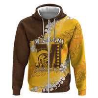 Personalized Mililani Hawaii High School Zip Hoodie Puakenikeni Lei Hawaiian Pattern - Polynesian Pride