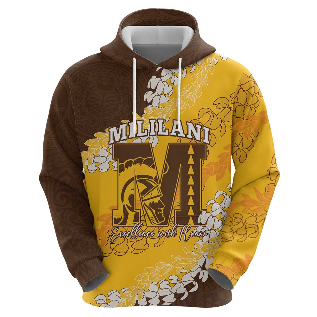 Personalized Mililani Hawaii High School Zip Hoodie Puakenikeni Lei Hawaiian Pattern - Polynesian Pride