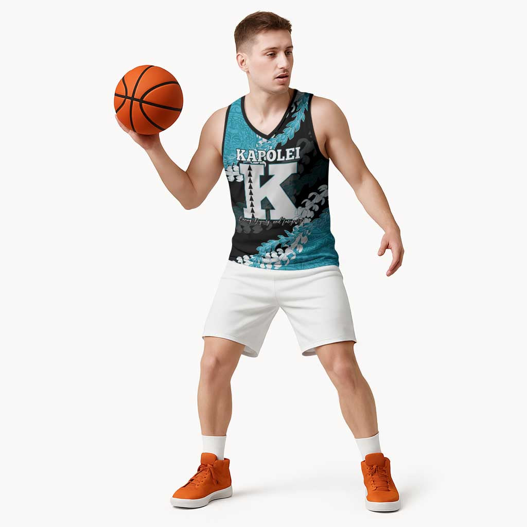 Personalized Kapolei Hawaii High School Basketball Jersey Puakenikeni Lei Hawaiian Pattern - Polynesian Pride