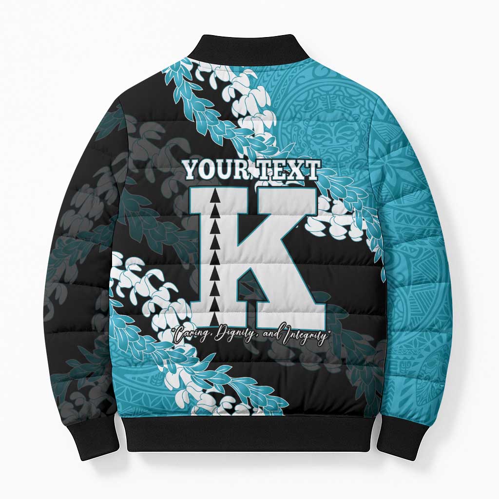 Personalized Kapolei Hawaii High School Bomber Puffer Jacket Puakenikeni Lei Hawaiian Pattern - Polynesian Pride