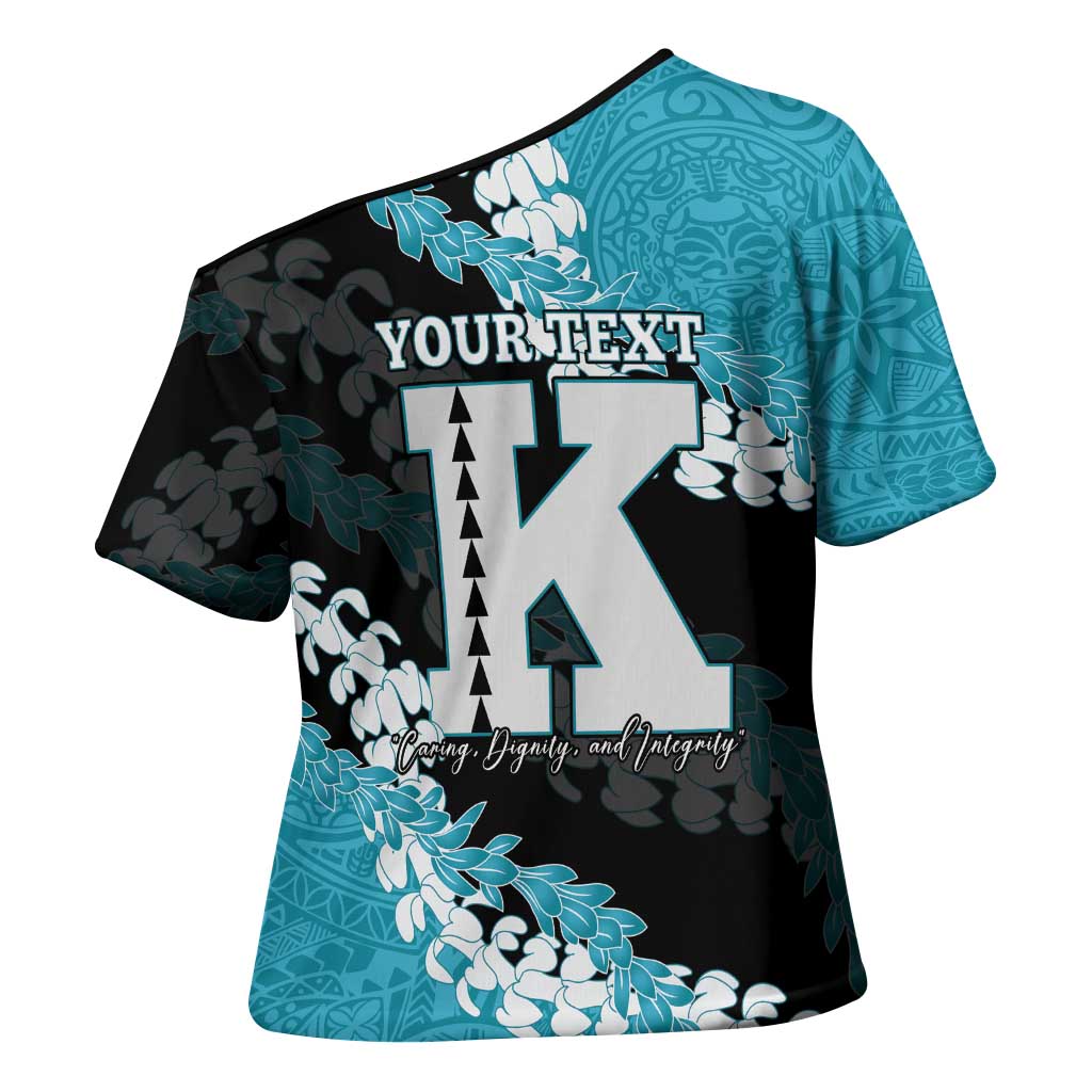 Personalized Kapolei Hawaii High School Cross Shoulder Shirt Puakenikeni Lei Hawaiian Pattern - Polynesian Pride