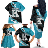 Personalized Kapolei Hawaii High School Family Matching Off The Shoulder Long Sleeve Dress and Hawaiian Shirt Puakenikeni Lei Hawaiian Pattern - Polynesian Pride