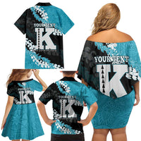 Personalized Kapolei Hawaii High School Family Matching Off Shoulder Short Dress and Hawaiian Shirt Puakenikeni Lei Hawaiian Pattern - Polynesian Pride