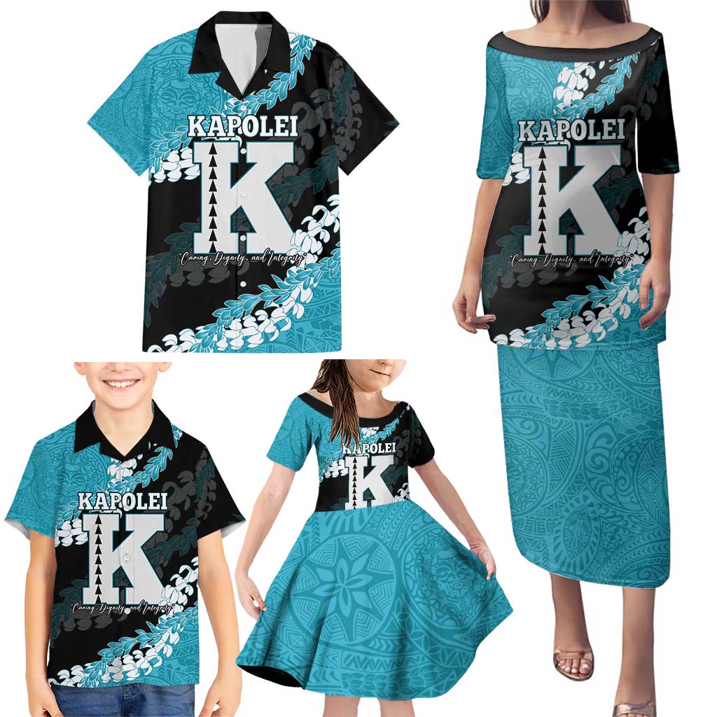 Personalized Kapolei Hawaii High School Family Matching Puletasi and Hawaiian Shirt Puakenikeni Lei Hawaiian Pattern - Polynesian Pride