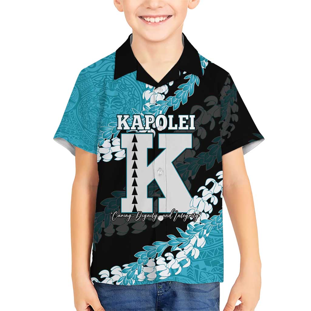 Personalized Kapolei Hawaii High School Family Matching Short Sleeve Bodycon Dress and Hawaiian Shirt Puakenikeni Lei Hawaiian Pattern - Polynesian Pride
