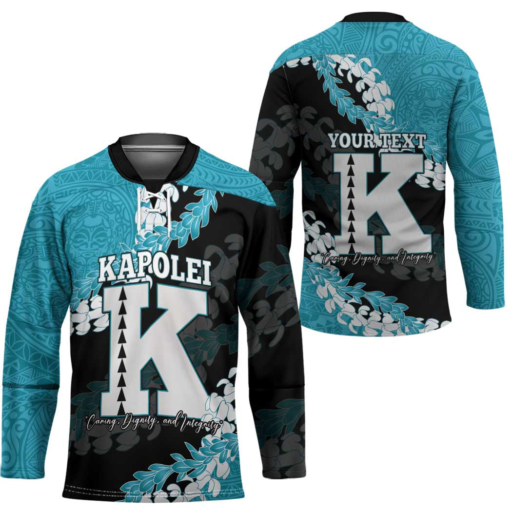 Personalized Kapolei Hawaii High School Hockey Jersey Puakenikeni Lei Hawaiian Pattern - Polynesian Pride