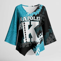 Personalized Kapolei Hawaii High School Kimono Sleeve Blouse Puakenikeni Lei Hawaiian Pattern - Polynesian Pride