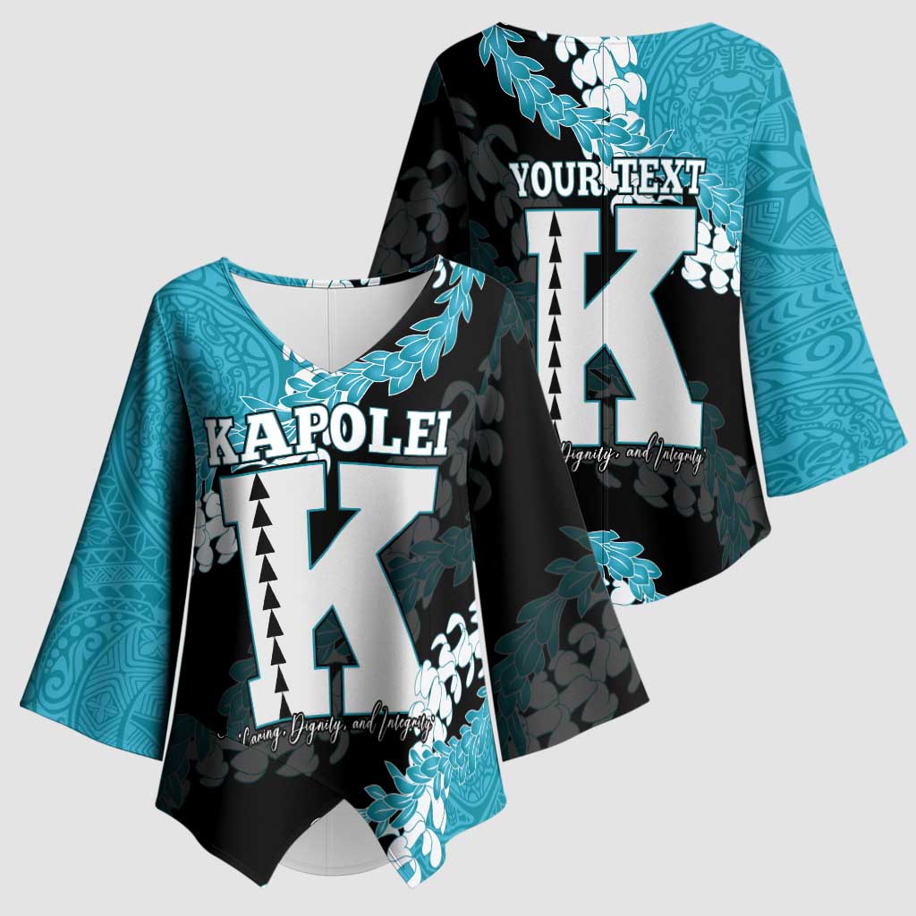 Personalized Kapolei Hawaii High School Kimono Sleeve Blouse Puakenikeni Lei Hawaiian Pattern - Polynesian Pride
