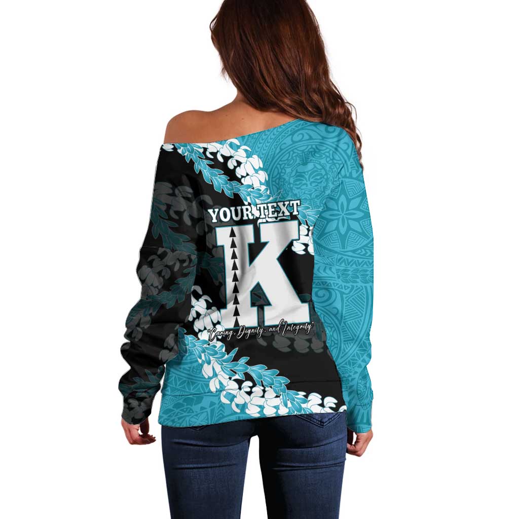 Personalized Kapolei Hawaii High School Off Shoulder Sweater Puakenikeni Lei Hawaiian Pattern - Polynesian Pride