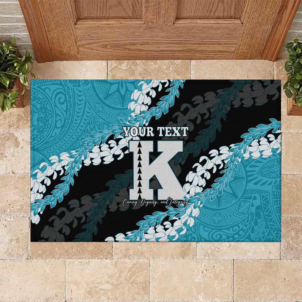 Personalized Kapolei Hawaii High School Rubber Doormat Puakenikeni Lei Hawaiian Pattern - Polynesian Pride