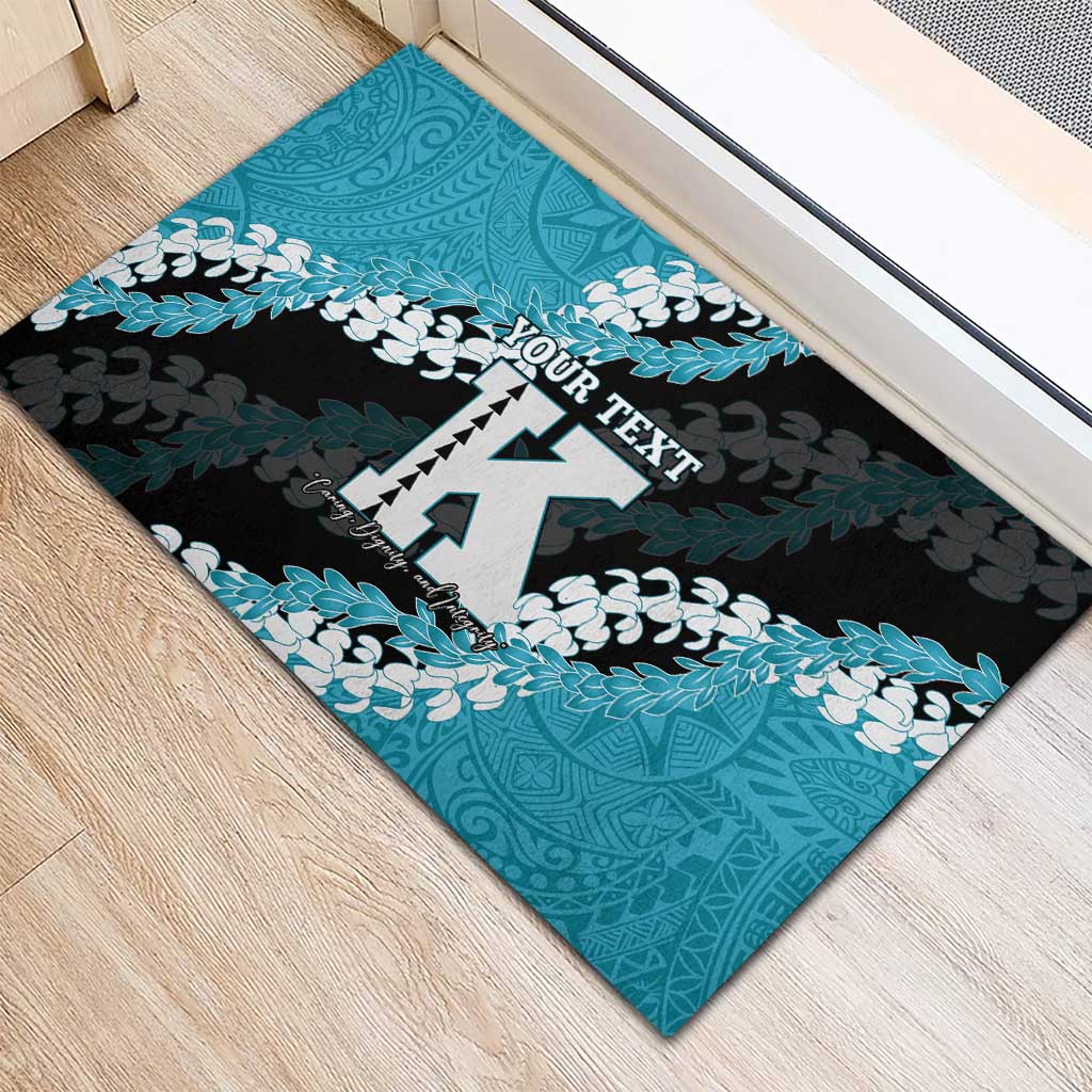 Personalized Kapolei Hawaii High School Rubber Doormat Puakenikeni Lei Hawaiian Pattern - Polynesian Pride