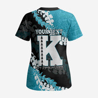 Personalized Kapolei Hawaii High School Scrub Top Puakenikeni Lei Hawaiian Pattern - Polynesian Pride