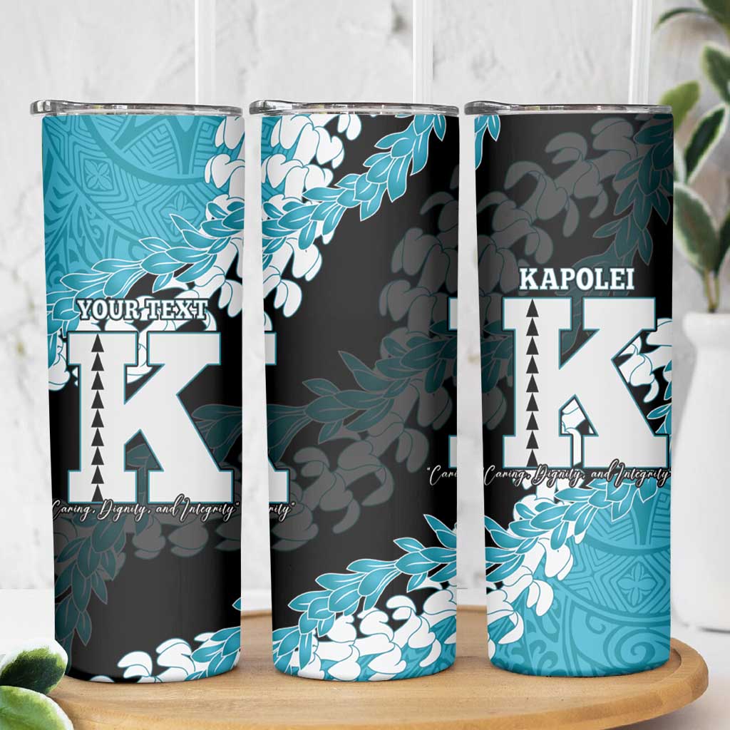 Personalized Kapolei Hawaii High School Skinny Tumbler Puakenikeni Lei Hawaiian Pattern - Polynesian Pride